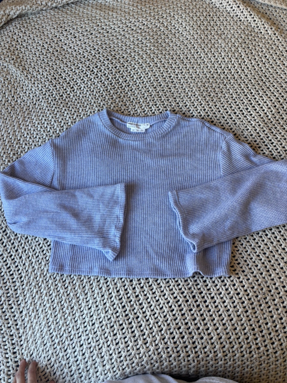 Urban Renewal Lavender Waffle-Knit Long Sleeve Crop Top